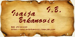 Isaija Brkanović vizit kartica
